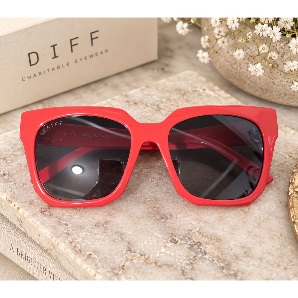 DIFF Red Oversized Square Sunglasses
